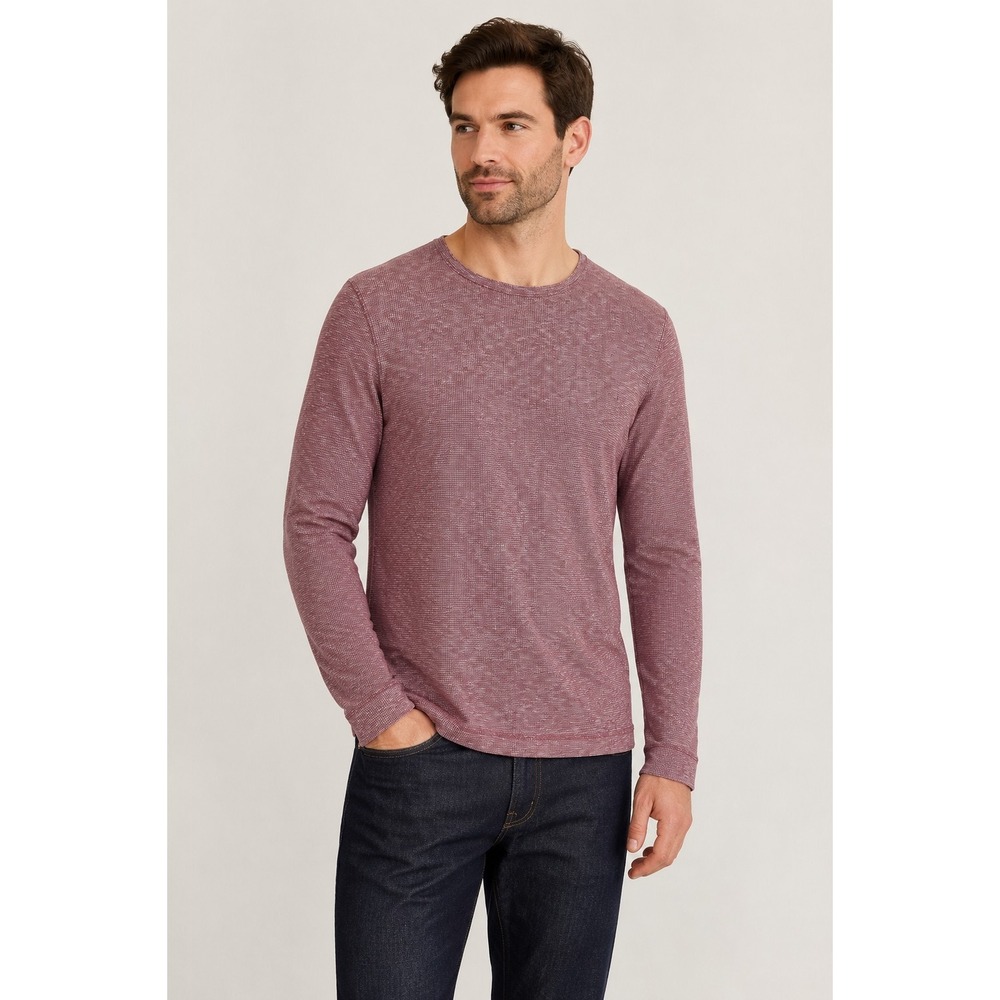 Banana Republic Men's Large Marled Burgundy Long Sleeve Crewneck Knit Shirt